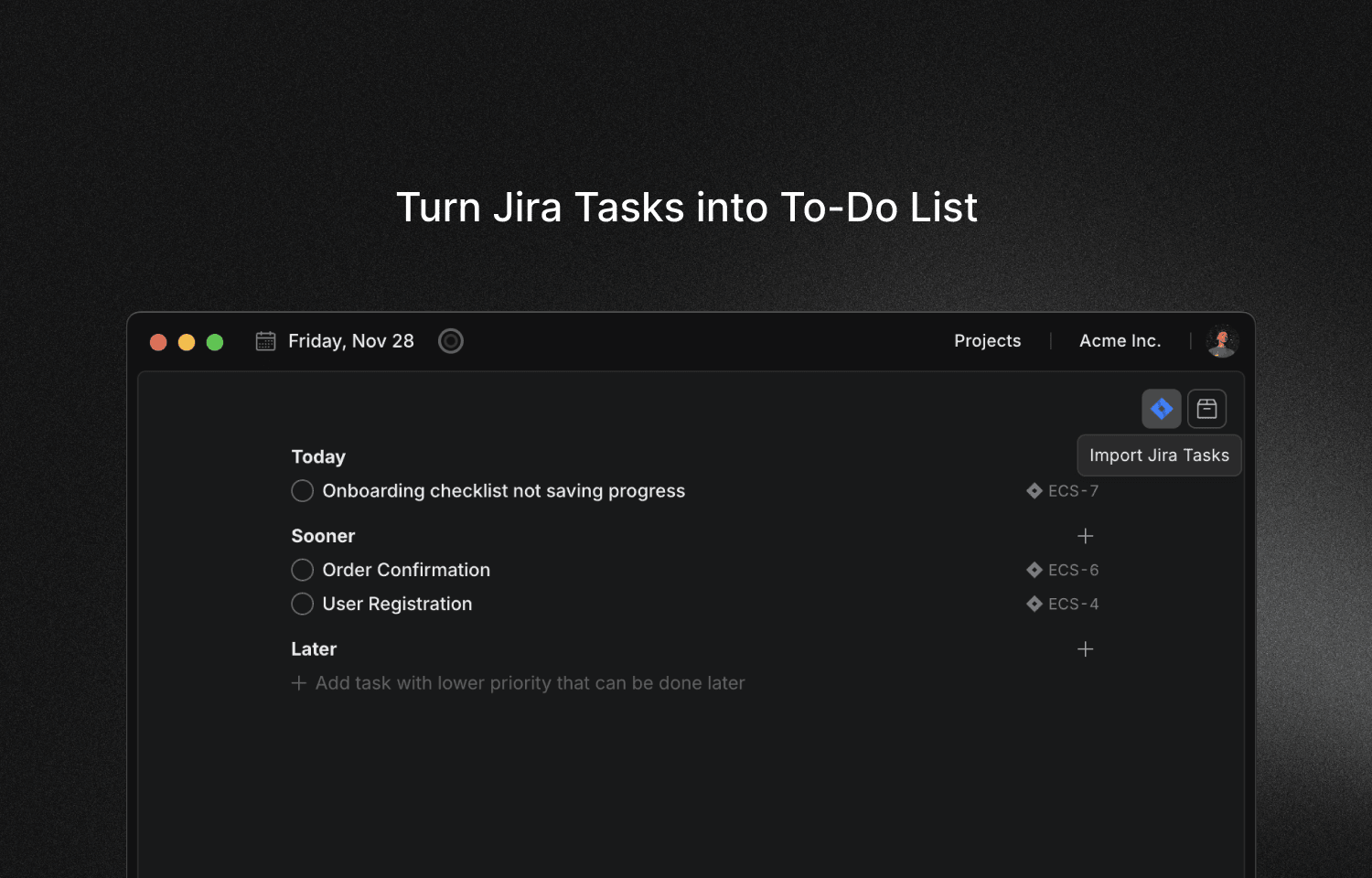Import Jira issues into Locu to focus and track time