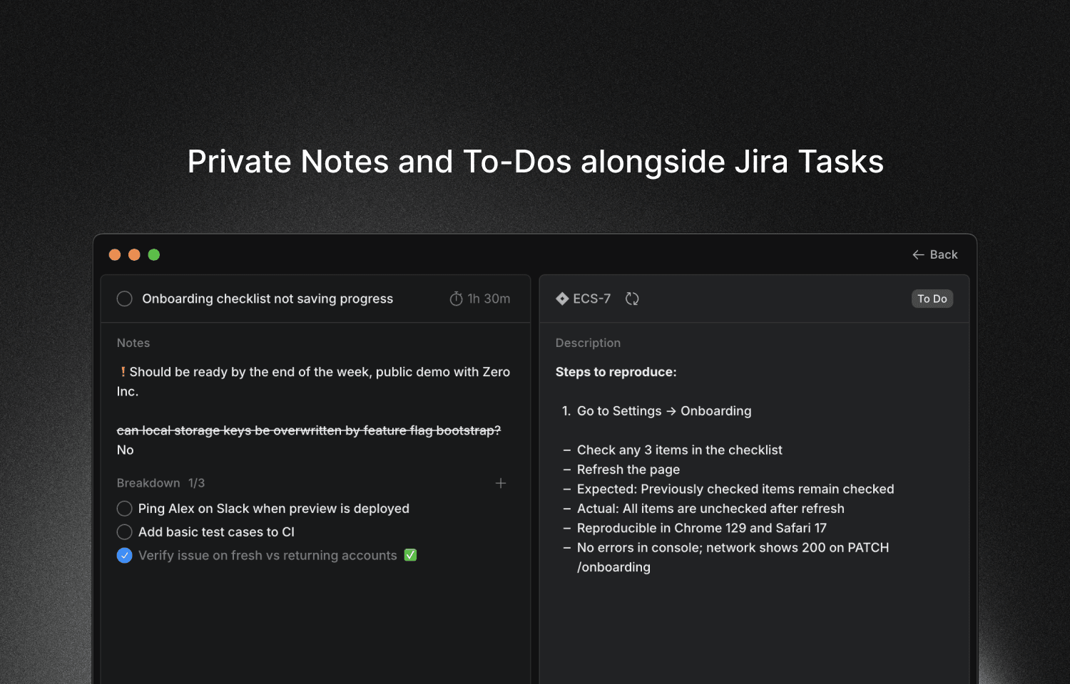 Add personal notes to tasks
